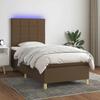 Boxspring Bed with Mattress & LED Dark Brown 80x200 cm Fabric