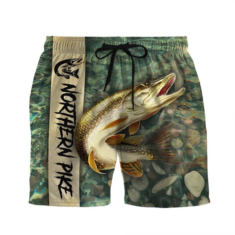 Vintage Fish Fishing Graphic Shorts For Men Kids Outdoor Sport Quick Drying Short Pants Summer Casual Daily Y2k Men Beach Shorts