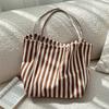 Stylish Soft Fabric Multi-color Stripe Tote Bag Perfect For Everyday And Travel