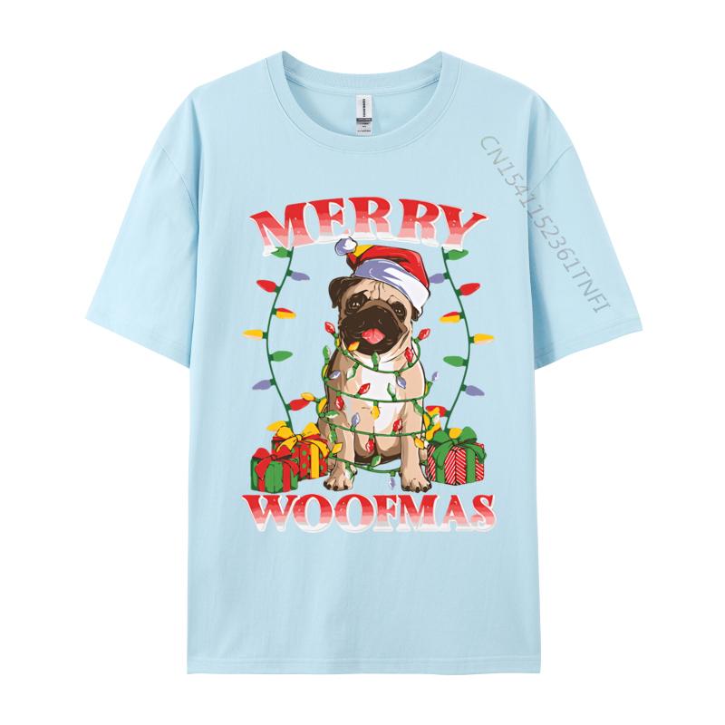 New Tshirt Merry Woofmas Christmas Santa Pug T Shirts Graphic New Trend Tops Mens Clothing Plus Size