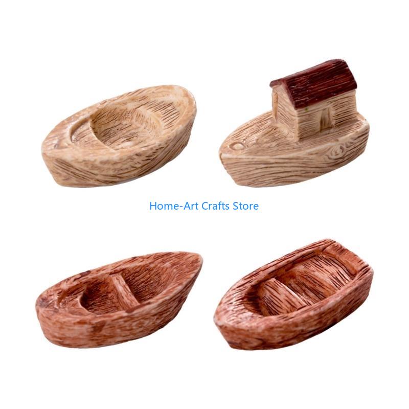 Y3NA 8Pcs Mini Boats Resins Embellishments for Bonsais and Miniature Garden Ornaments