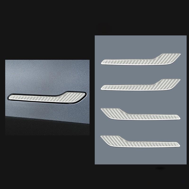 Schwarze Carbonfaser Außen Türgriff Aufkleber für Tesla Model 3/Y (2017-2022)