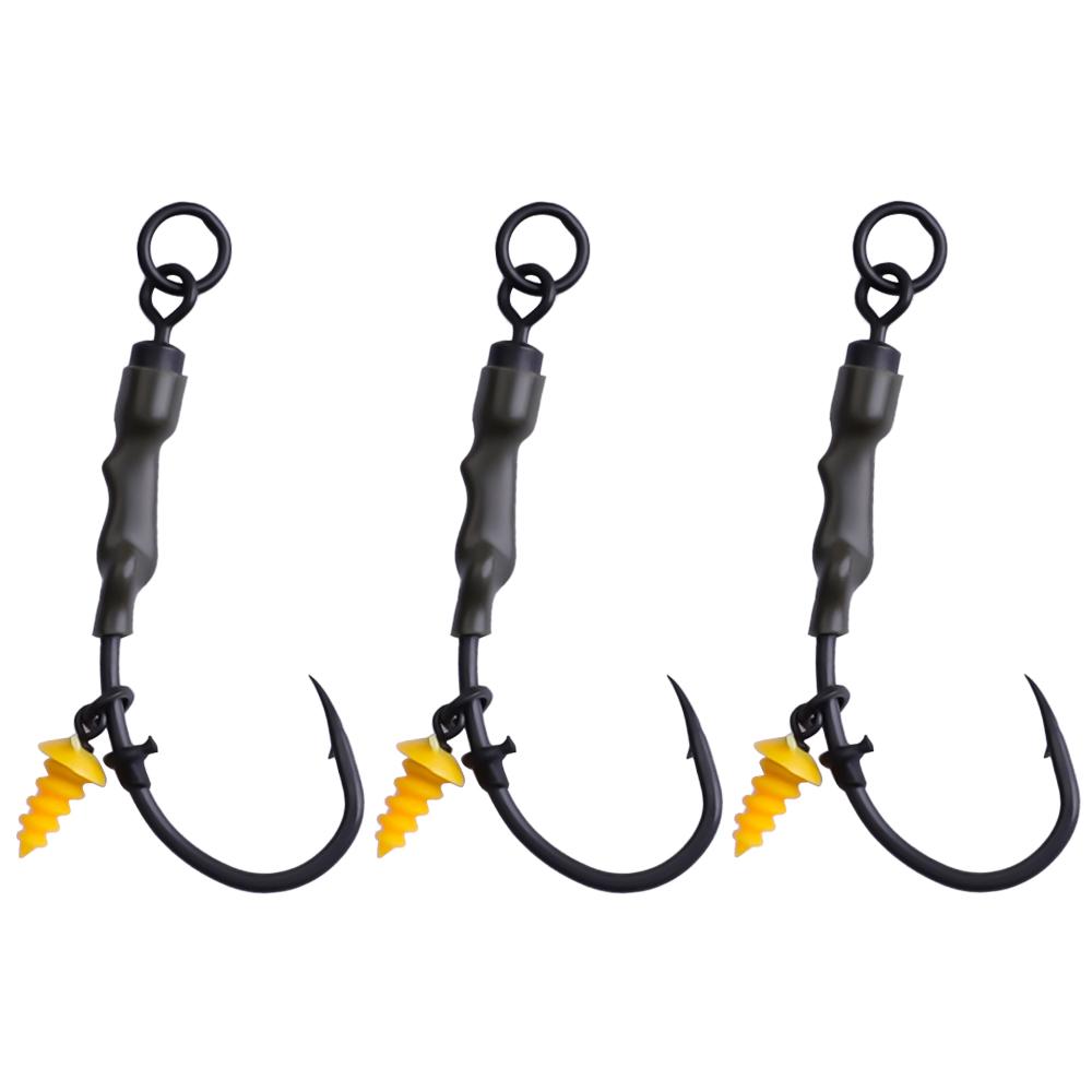FTK 3pcs/pack Carp Fishing Hook Rigs Fishing Feeder Accessories High Carbon Steel Fishing Hook (as the picture,6cm)