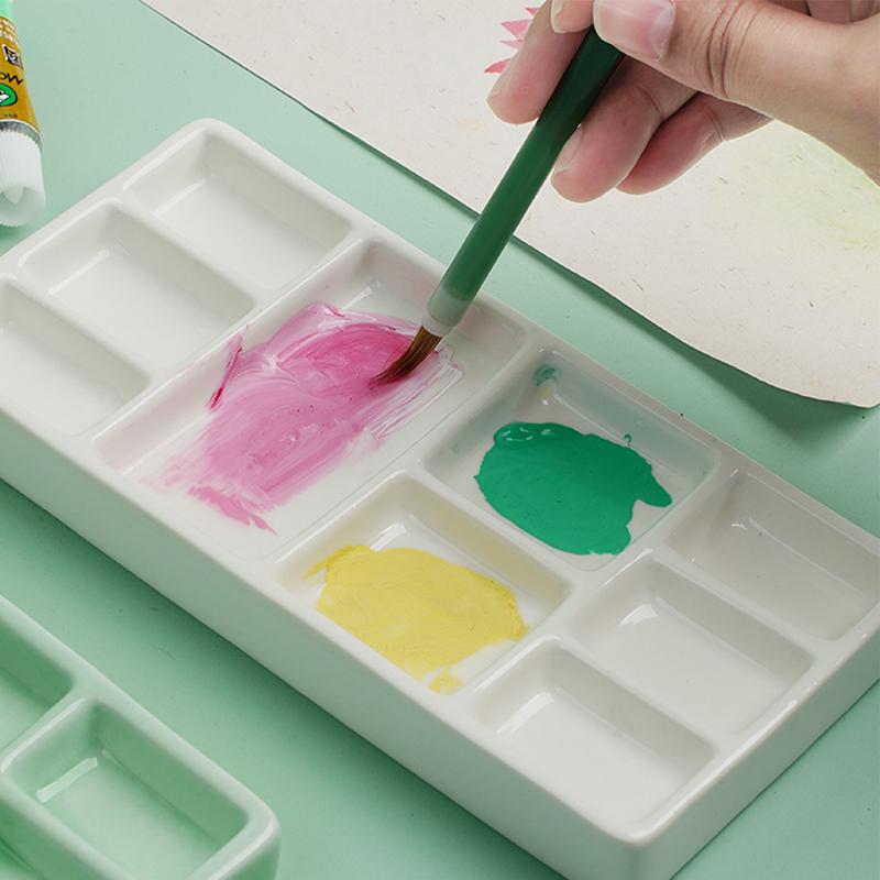 White Green Squares Ceramics Nail Art Tray Blending Nail Color Mixing Tray Nail Salon Art Palette Display Board Manicure Tool