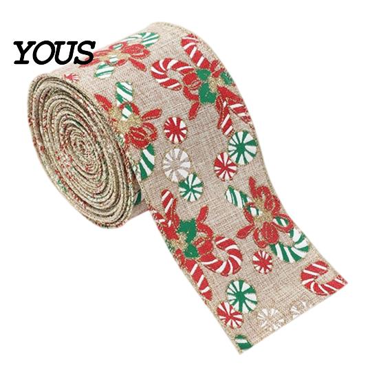 Snowman Pattern Fabric Ribbon 1 Roll Christmas Burlap Ribbon, Faux Linen Wired with Rustic Plaid Truck Floral Print, Gift Wrapping Craft