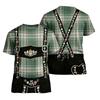 Men’s Vintage Style Short Sleeve T Shirt with Retro Plaid and Festival Inspired Print Loose Fit Casual Summer Top