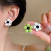 Silver needle color spray paint flower stud earrings simple, small and versatile high-end earrings fashionable small fresh and sweet earrings