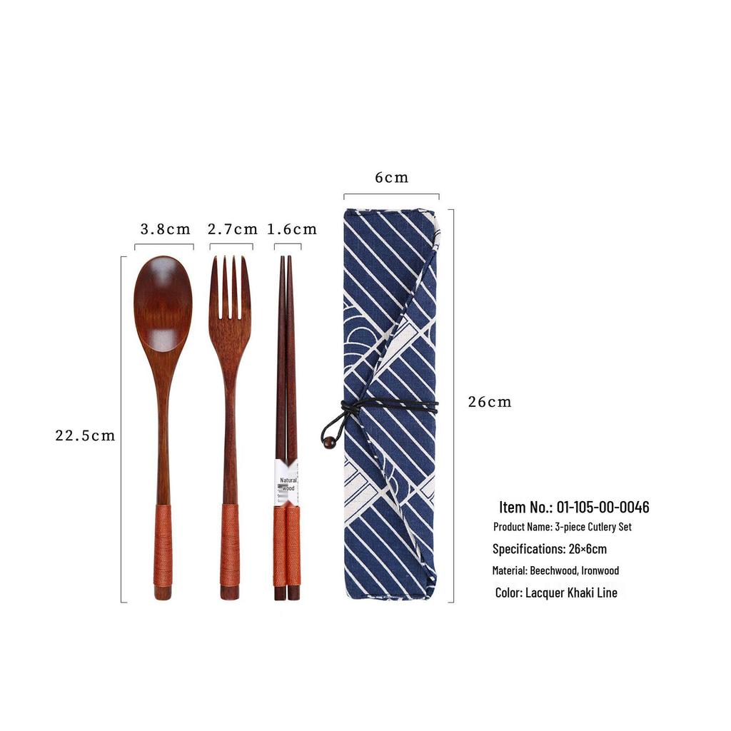 YFJY Holzbesteckset: Gravierbare Gabel, Löffel, Essstäbchen mit Stoffbeutel - Perfekt für Hochzeiten und den täglichen Gebrauch