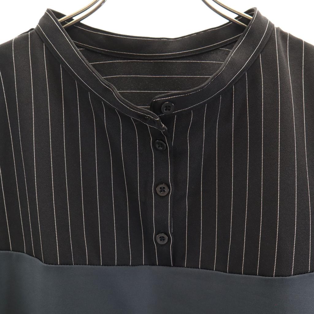 n'Or Striped Pattern Switching Long Sleeve Stand Collar Shirt LL Women Used