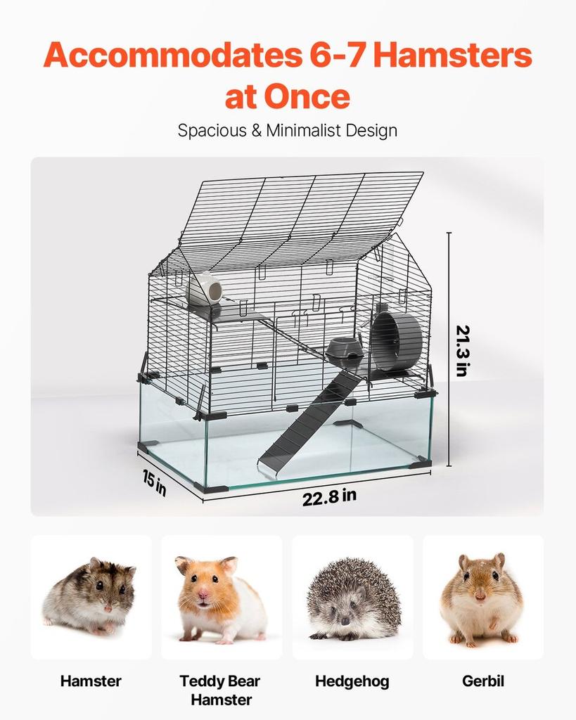 Wire Hamster Cage Habitat 22.8in Rodent Gerbil Small Animal House