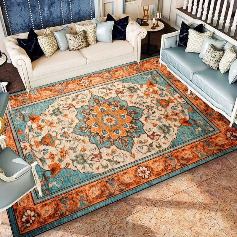 American Style Blue Persia Carpet Living Room Decoration Sofa Table Area Rugs Easy Clean Bedroom Cloakroom Floor Mat Non-slip