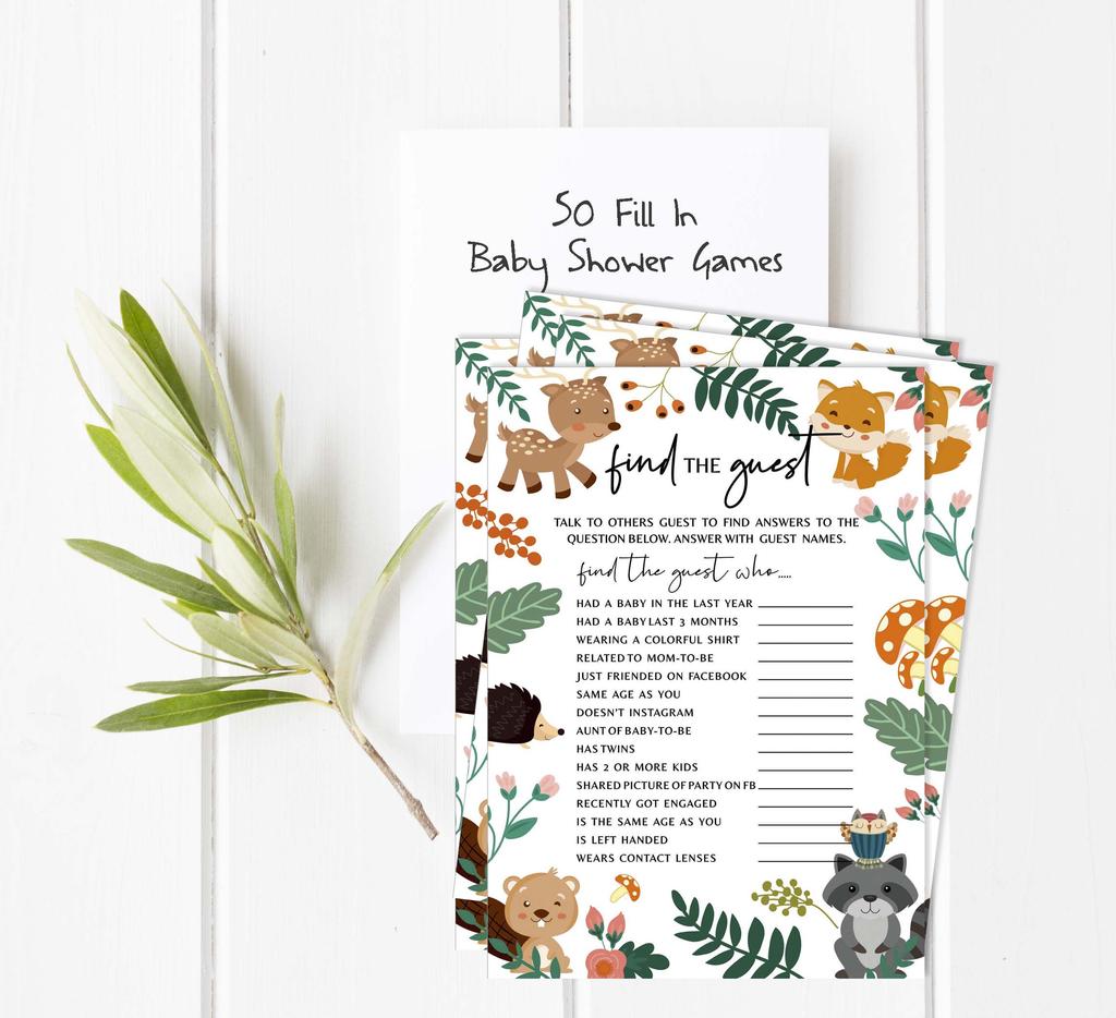 Inkdotpot 50 BabyA  AlphabetA  ABCA  GameA  Floral & Animals Baby Shower Game Gender Neutral Party