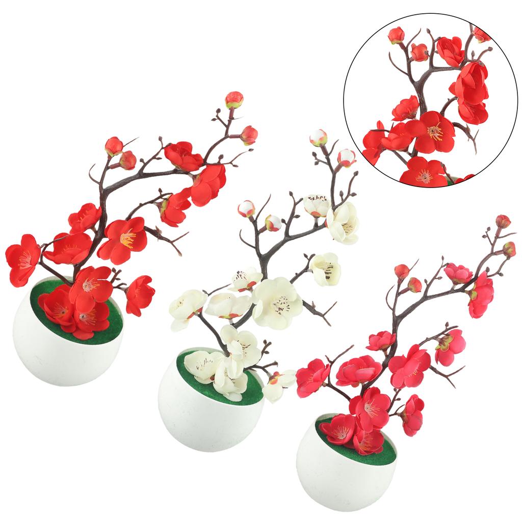 Artificial Plants Office Art Outdoor Blossom Plum Bonsai