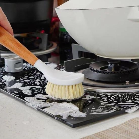 Pot Brush Non-Slip Handle Sturdy Bristles Pot Cleaning Brush Kitchen Sinks Pans Pots Plates Dish Brush with Hanging Loop