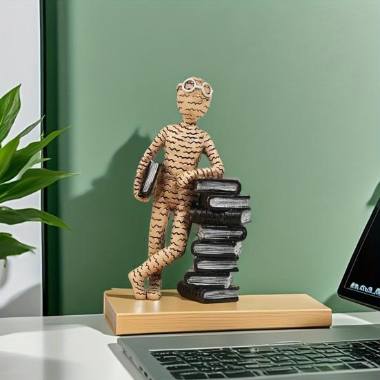 Abstract Reading Men Figurine Modern Sitting Lying Letter Man Statue Home Office Study Room Artistic Decoration Ornament
