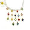 European American Popular Style Colorful Zircon Heart Shape Pendant Charm for Gemstone Beaded Necklace Bracelet DIY Accessories