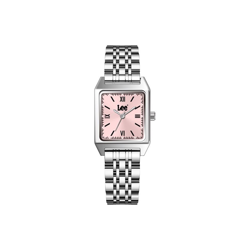 Lee Wrist Watch Quartz Movement Steel Strap Pink Watch Dial Women's Watch Box M485F