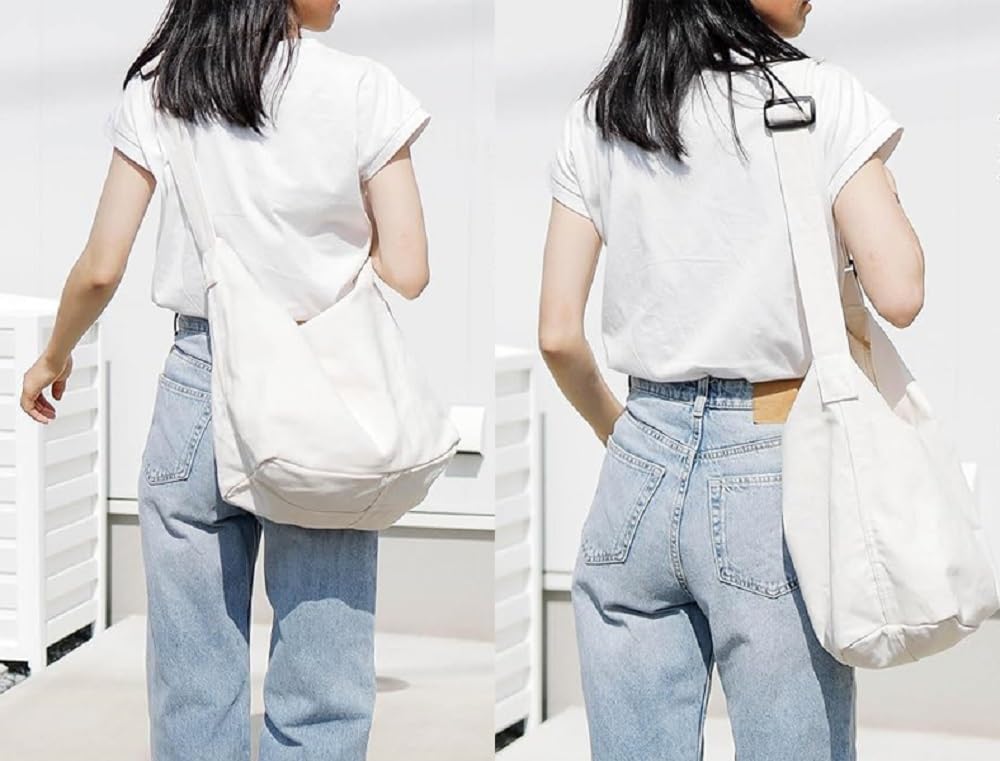 KMRHM Canvas Shoulder Bag for Men and Women, Tote Bag, Brand Name Canvas Bag, Unisex, Boston Style, Lightweight, Simple, Large, Multifunctional,