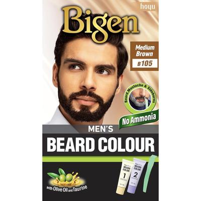 Colore per Barba da Uomo Marrone Medio B105 | Tintura per Barba a Lunga Durata 40g | Copertura Facile dei Capelli Bianchi per Barba Corta e Baffi