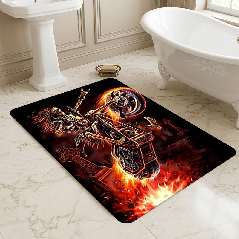 Skull Rider Living Room Nonslip Area Rug Soft Carpet For Bedroom Game Playroom Sofa Office Home Decor Doormat Christmas Gift