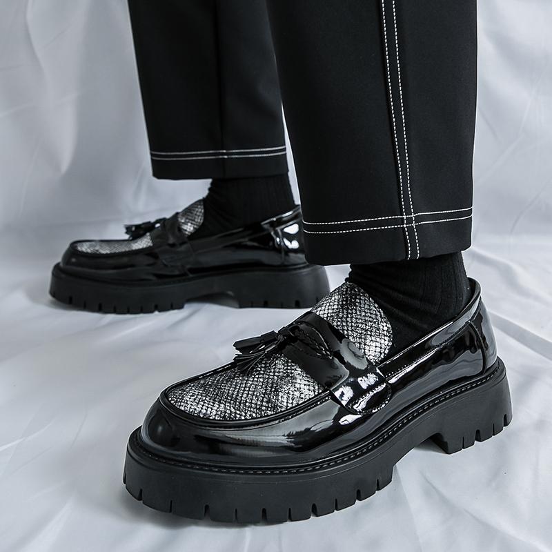 Fashion Business Men Height-increasing Fringed Shoes Men One-foot Lightweight Comfortable Thick-soled Fashionable Leather Shoes Men