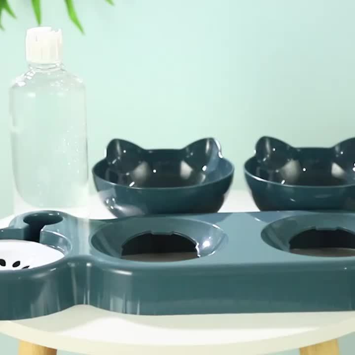 New Pet Anti-Slip Slanted Mouth Cat Bowl Home Style Automatic Drinking Bowl Protects Cervical Spine