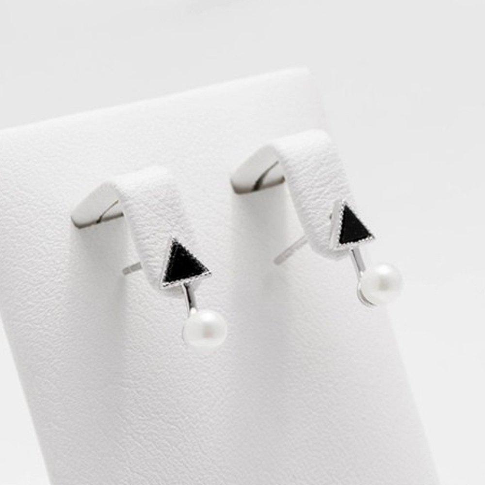 [Aslit] Freshwater Pearl Earrings Full Silver 925 Triangle Drop Silver Needle