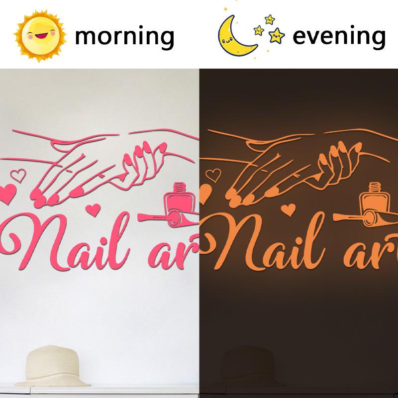 Wall Decal Beauty Salon Manicure Nail Salon Wall Art Sticker Background Wall Luminous Sticker Home Decor Stickers Self-Adhesive
