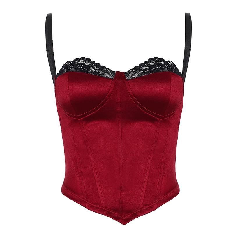 European Fashion Lace Splicing Belted Camisole - Sexy Vacation-Style Top for Women S