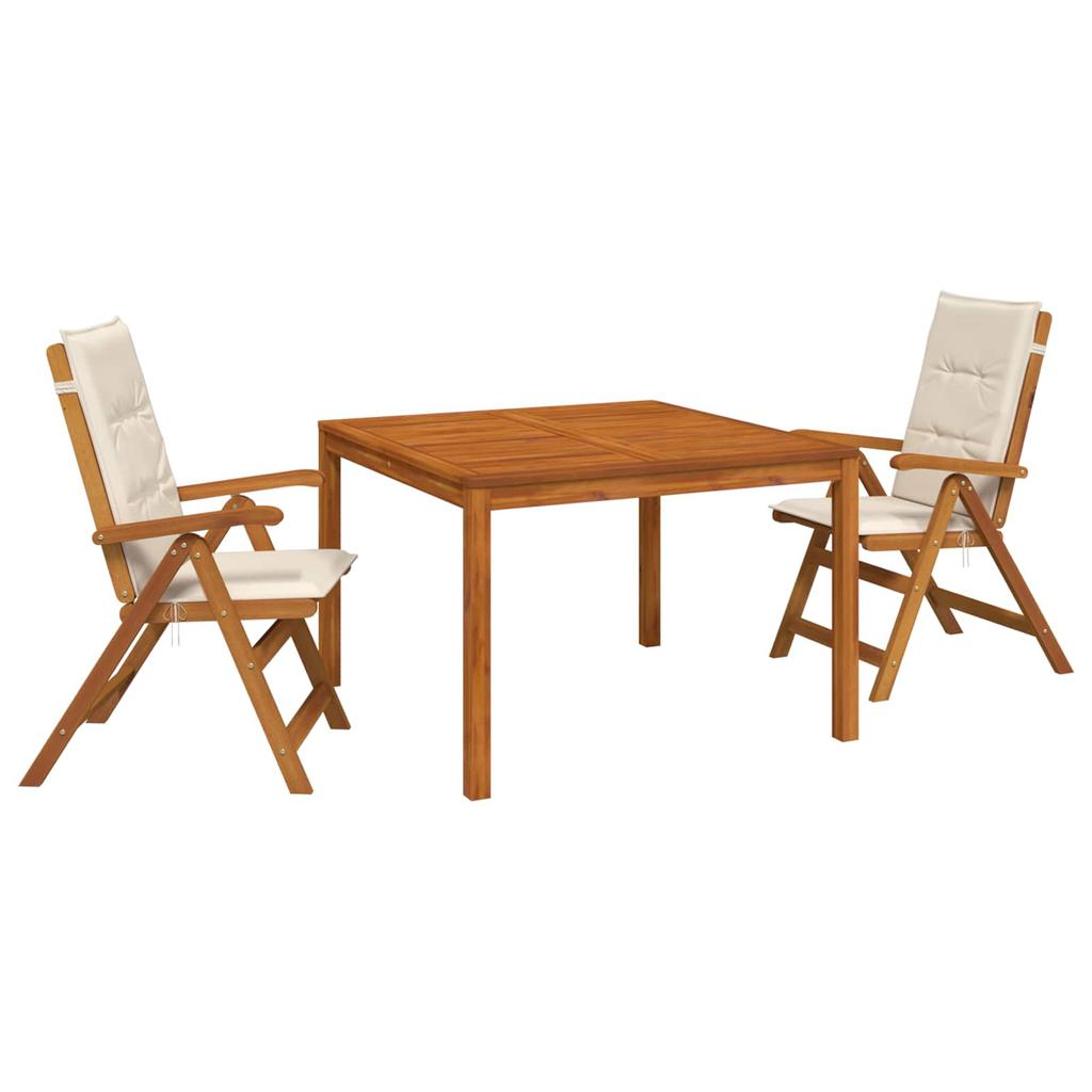 3 Piece Outdoor Dining Set Solid Acacia Wood Natural
