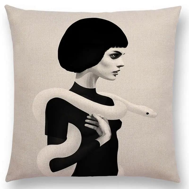 New Black White Style Wonder GirlSofa Pillow Case Elegant Lady Miracle Beauty Portrait Noble Mind Gorgeous Ideas Cushion Cover