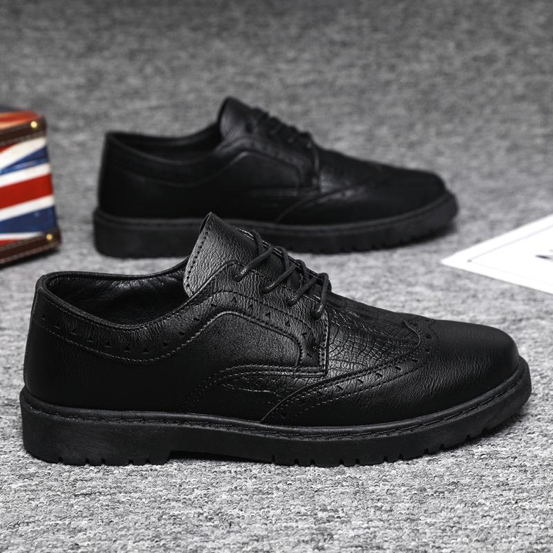 Mens Casual Shoes Classic Carved Block Leather Shoes Lace Up Oxford Work Shoe Fashion Business Men Dress Shoes  De Hombre