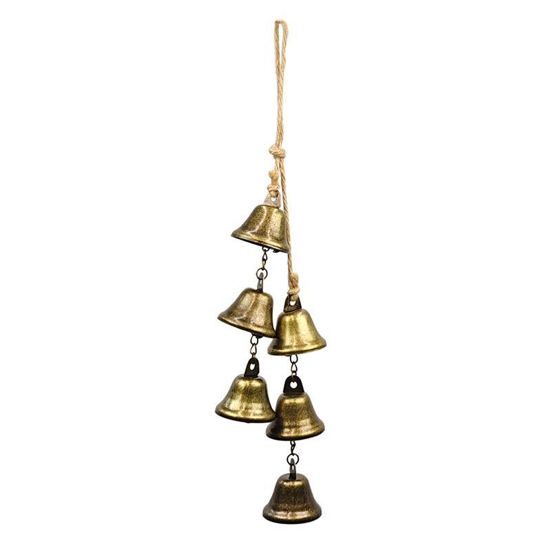 Vintage Brass Hanging Bells With Rustic Retro Design And Melodic Chime Perfect For Home Wall Decor Patio Garden Door Decoration