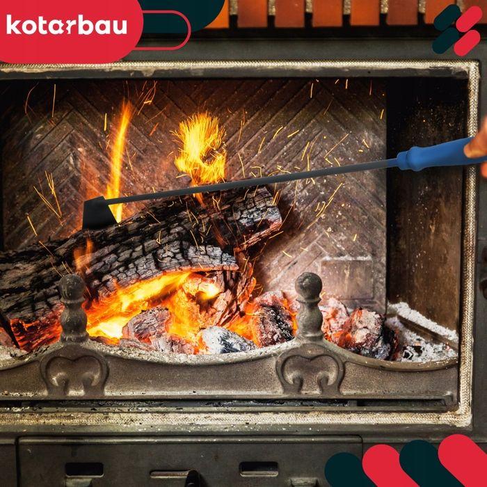 Serviteur De Cheminée - KOTARBAU - Grattoir Et Tisonnier - Acier Laqué - Antidérapant - Bleu