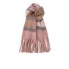Plaid scarf women's atmosphere warm new dry rose powder autumn and winter white soft fringed shawl scarf