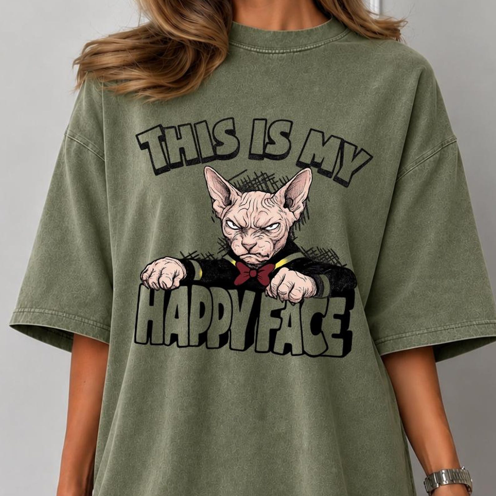 This Is My Happy Face Shirt, Funny Cat Shirt, Sphynx Cat Shirt, Grumpy Cat Tee, Hairless Cat Shirt , Sarcastic Cat Tee, Gift For Him Shirt S