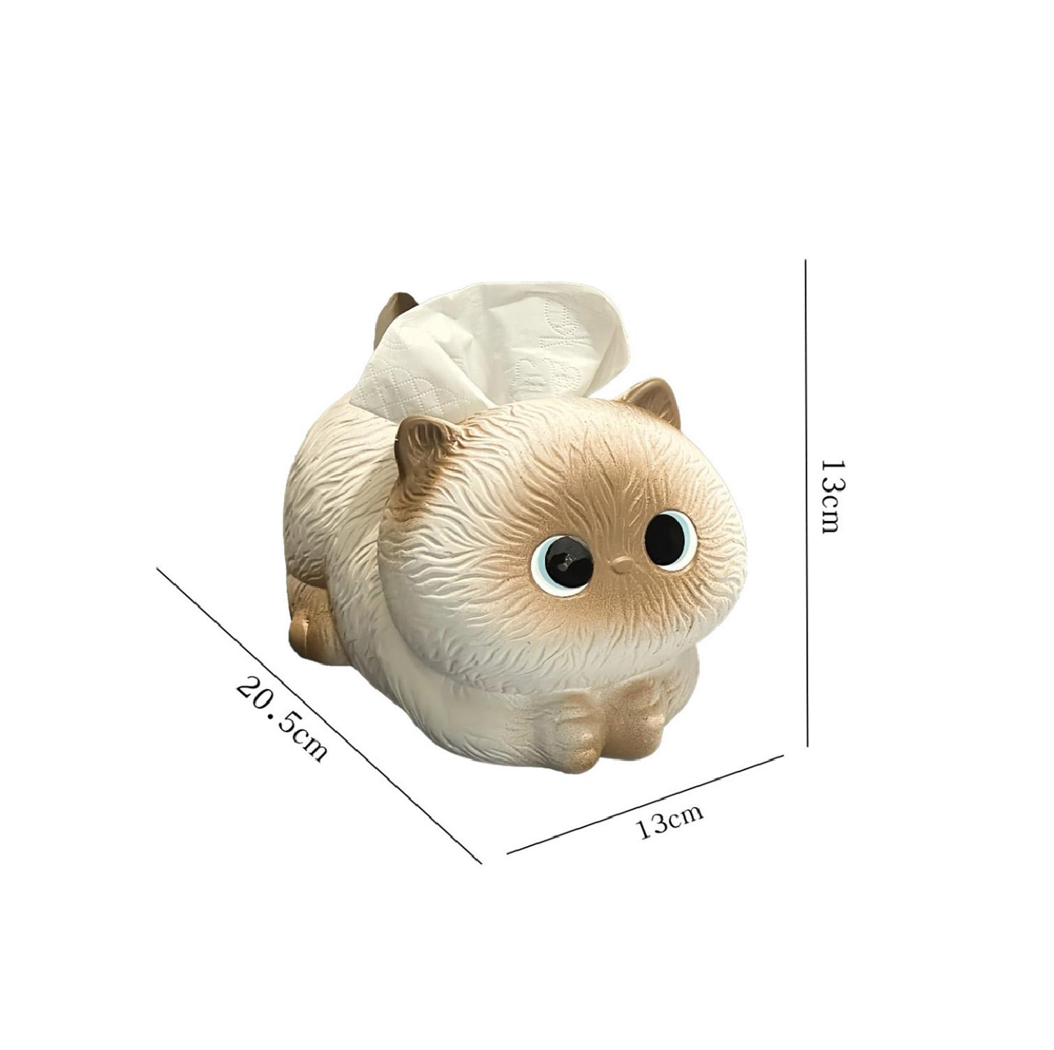 Cute Cat Ceramic Tissue Box Holder, Kawaii Cartoon Animal Napkin Dispenser, Creative Desktop Organizer for Home Office D
