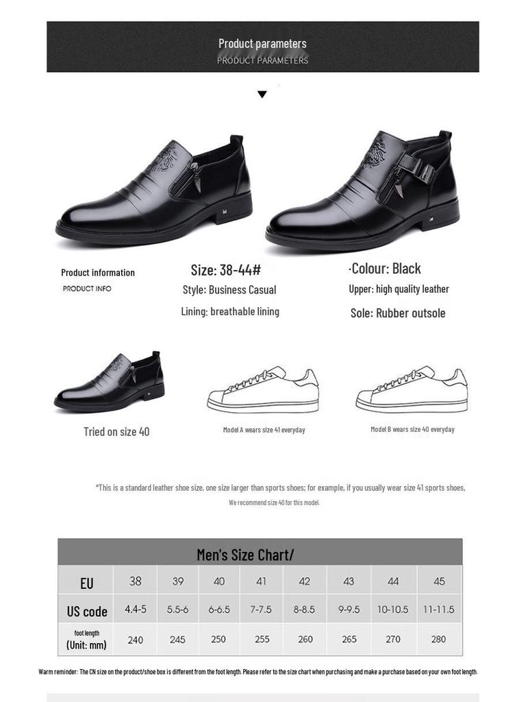 Spring 2025 Men's Soft Sole Leather Slip-On Shoes - Pointed Toe Business Casual Low-Tops