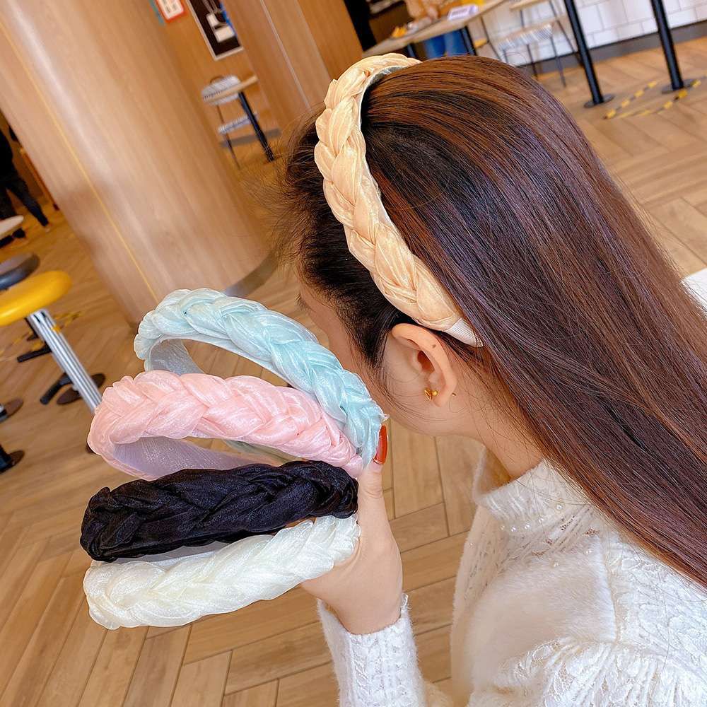 

Elegant Cute Lovely Twist Mesh Female Hair Hoop Organza Headband Korean Style Hair Hoop Headwear розовый