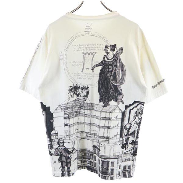 VINTAGE 90s Old shakespeare print Short sleeve T-shirt Ivory Art T-shirt Men's Used