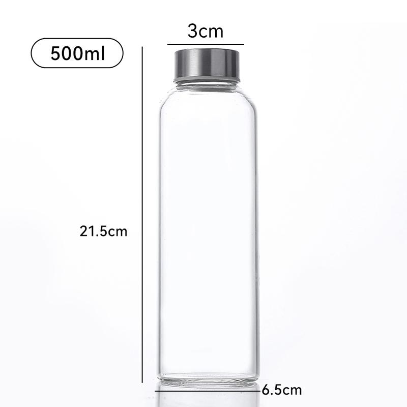 

1pc Borosilicate Glass Bottle with Stainless Steel Lid & Bamboo Lid - Leak-Proof High-Temp Resistant Drink Container Glass Jar 500-1000ml