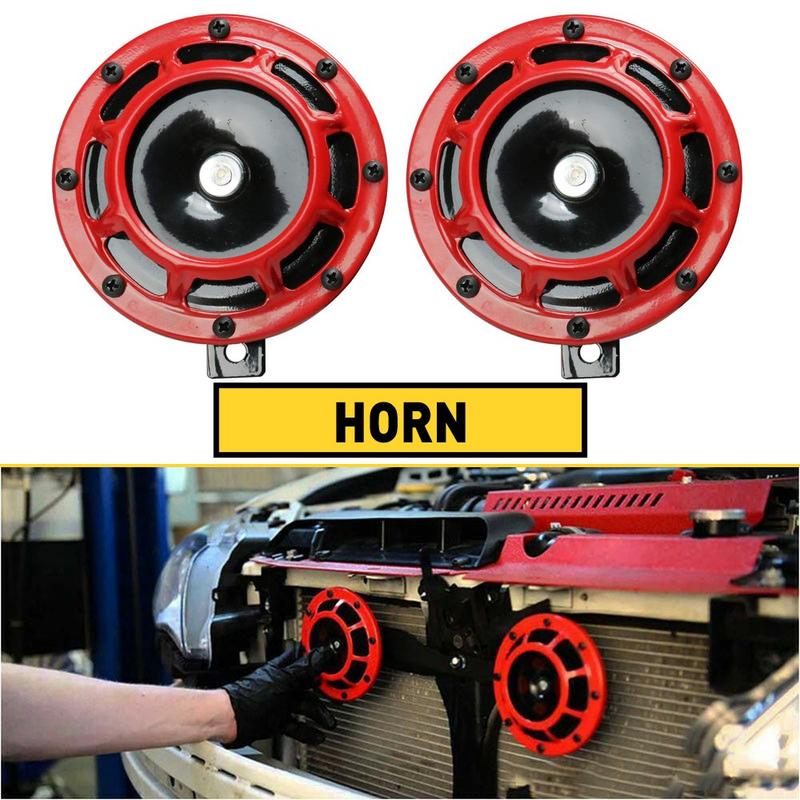 RED 12V MOUNT COMPACT GRILL SUPER LOUD HORN For IMPREZA SUBARU WRX STi GC8 GE GF