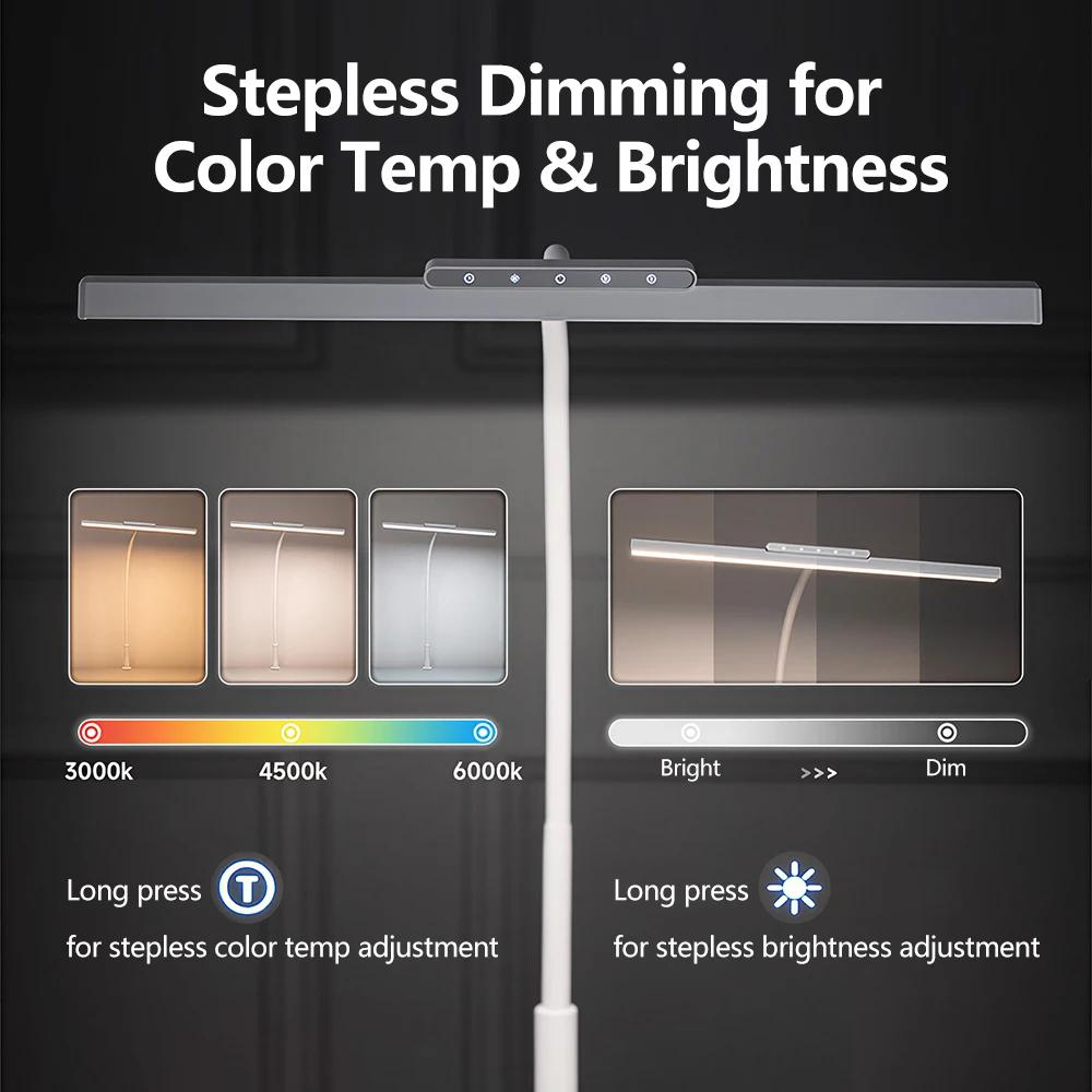 LED Single-Head Touch-Control Full-Spectrum Eye-Caring Desk Lamp 12W 80LED RA95 No Blue Light Flicker Stepless Dimming Desk Lamp