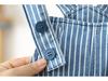 Gestreifte Jeans-Overalls im koreanischen Stil für Babys (Modelljahr 2026) (0-3 Jahre)