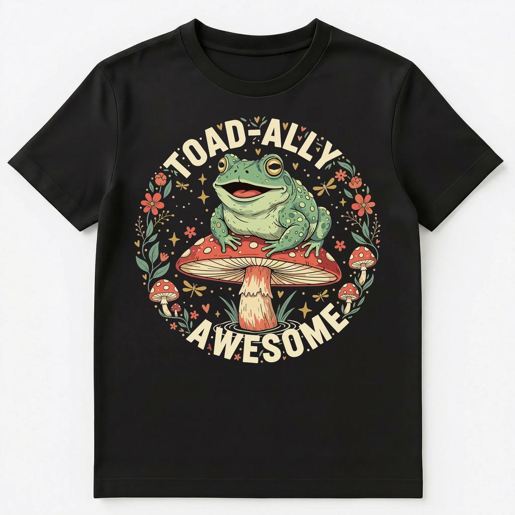 Toad Ally Awesome Frog Mushroom Art Design Unisex T-shirt Tops Tees Unisex