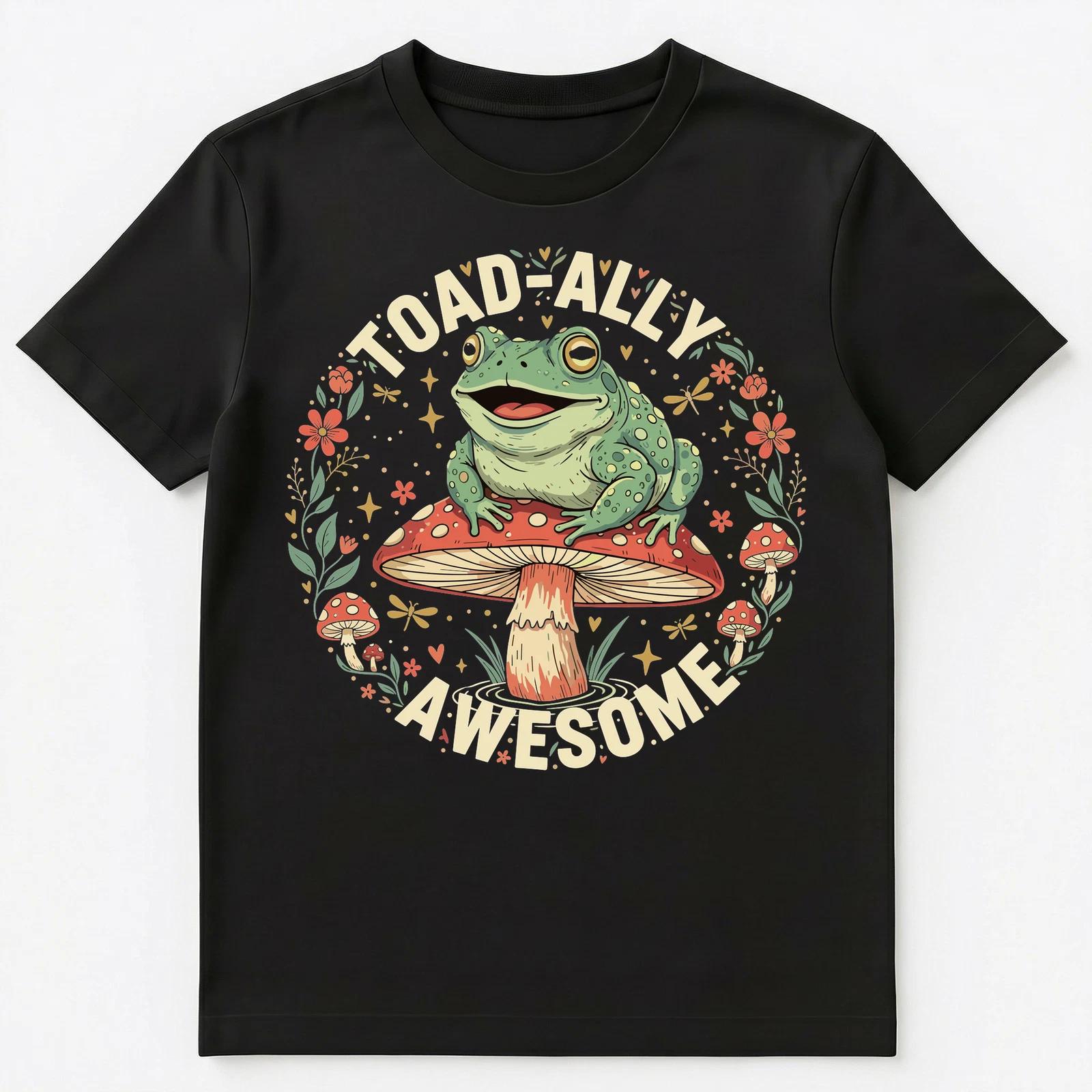 Toad Ally Awesome Frog Mushroom Art Design Unisex T-Shirt S