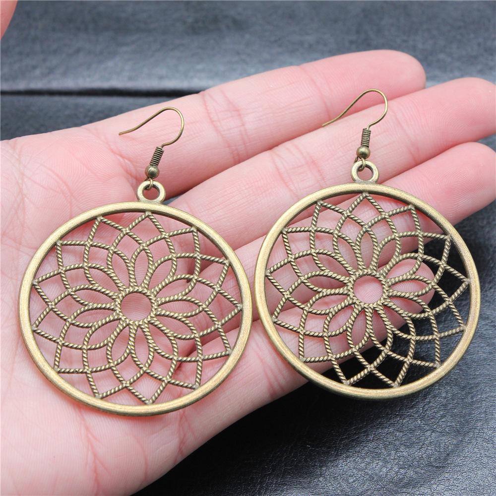 38 Styles Women Ethnic Style Jewelry Earrings Bohemia Carved Round Oval Waterdrop Flower Pattern Dangle Earrings Drop Earrings