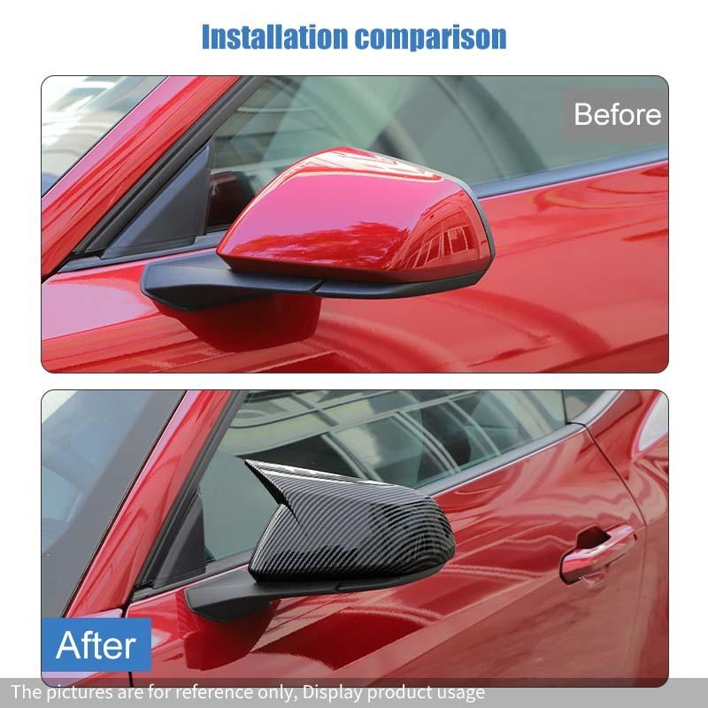Car Rearview Mirror Decorative Frame Protective Cover For Ford Mustang 2015 Up Car Exterior Accessories , ABS Plastic