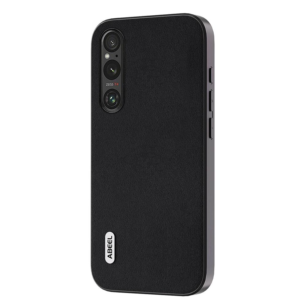 

ABEEL Чехол для Sony Xperia 1 V с покрытием из натуральной воловьей кожи с текстурой наппа, PC+TPU чехол для телефона Black