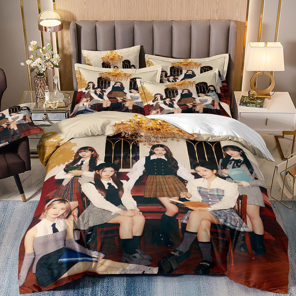 Korean Girl Group Duvet Cover Pillowcase I-IVE Bedding Set Adult Boy Girl Bedroom Decoration Children Single Double Large Size